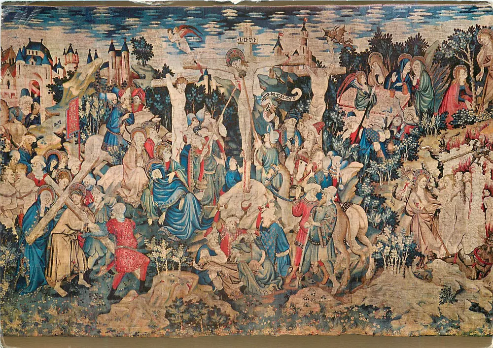 Kreuzigung — Tapisserie des 14. Jahrhunderts — Zaragoza, Kathedrale La Seo, Tapisserie-Museum - Vorderseite