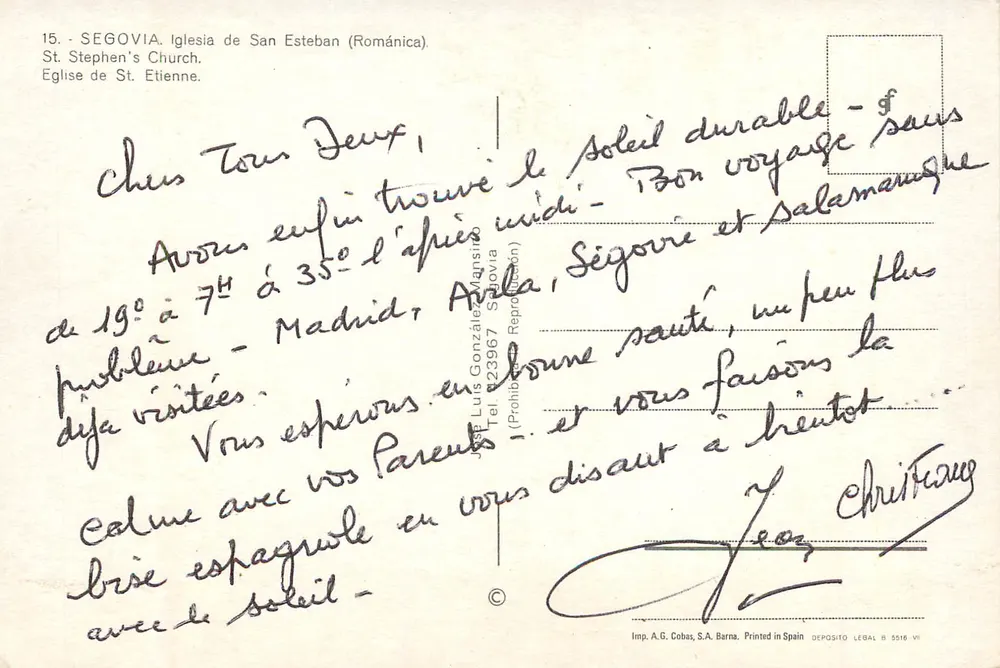 Segóvia - Igreja de San Esteban (Românica) — Imp. A.G. Cobas, S.A. Barna, n° 15 - Verso