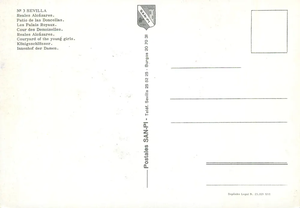 Cour des Demoiselles — Königliche Paläste — Postales SAN-PI - Rückseite