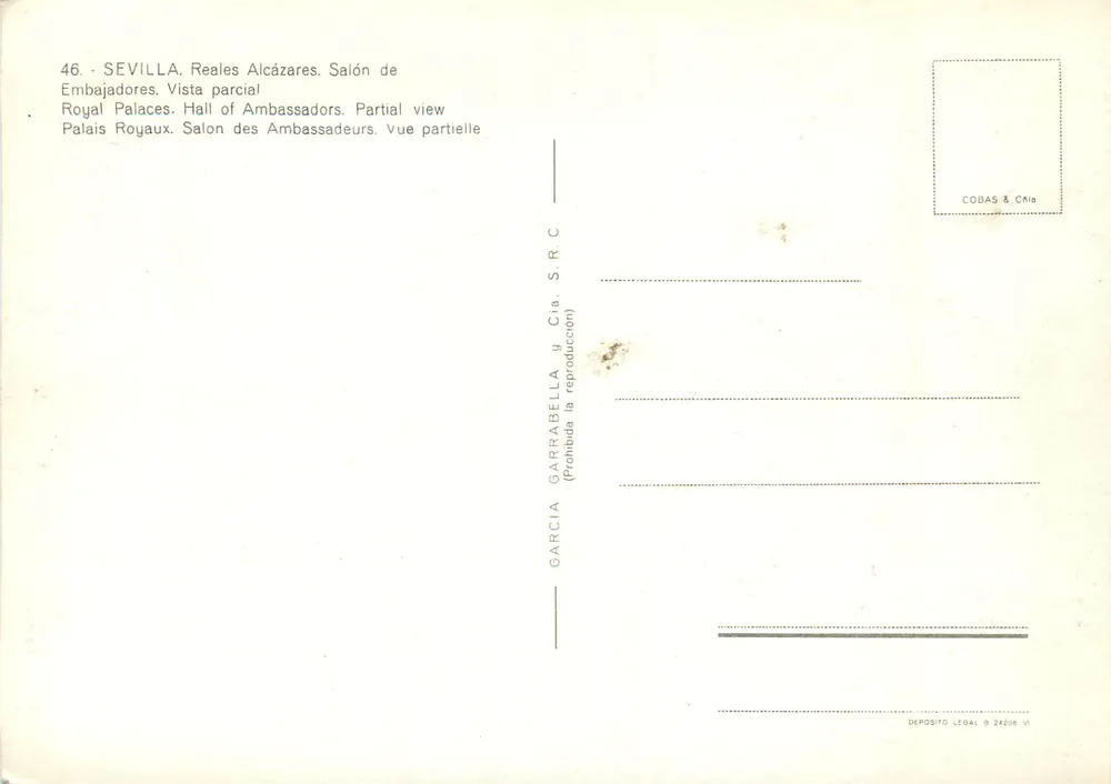 Seville. Reales Alcázares. Salón de Embajadores — Teilansicht — Garcia & Cia. S.R.C. n°46 - Rückseite