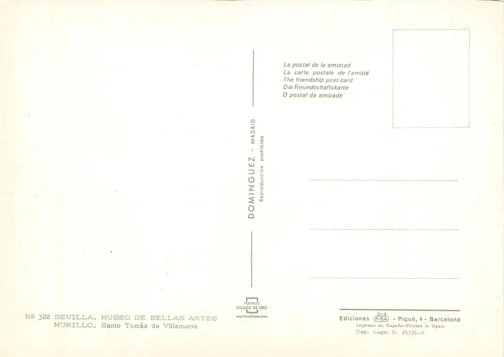 Santo Tomás de Villanueva — Nachbildung eines Werkes von Murillo — Verlag Escudo de Oro - Rückseite