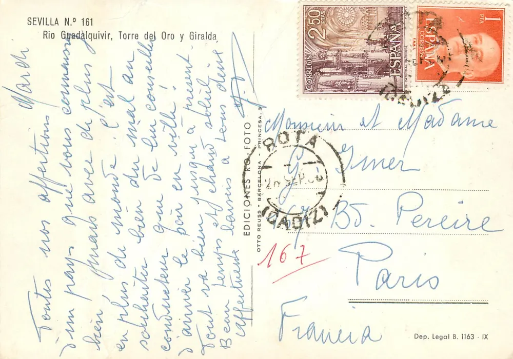 Sevilla — Turm des Goldes und Giralda — Edition Otto Reuse, Nr. 161 - Rückseite