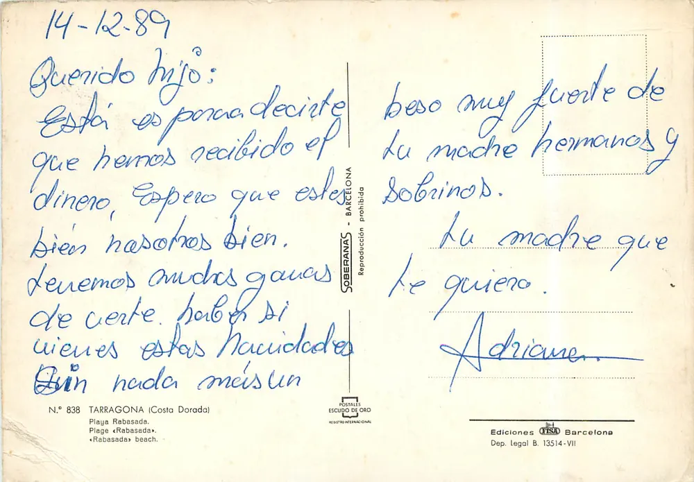 Tarragone — plage Rabasada (Costa Dorada) — Éditions TISO, n° 838 - Rewers