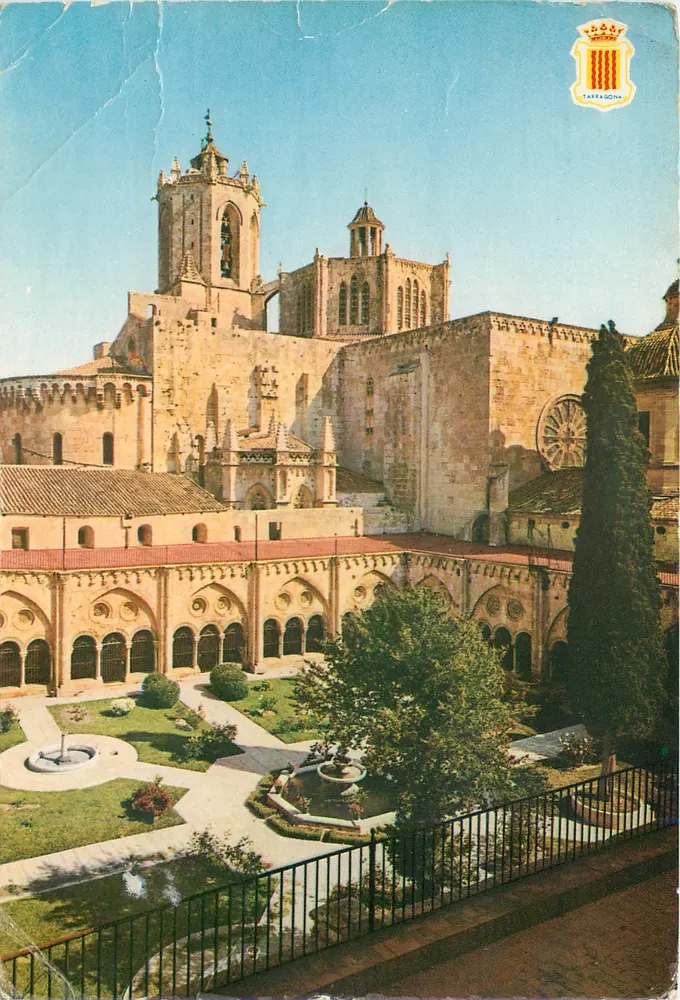 Cathédrale de Tarragone — Jardin du cloître et clocher — Éditeur RAYMOND, Tarragone - Recto