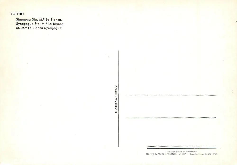 Toledo — Sinagoga Santa María la Blanca — L. Arribas - Verso