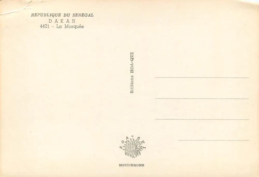 Dakar — Mosquée de Dakar — Éditions HOA-QUI - Verso