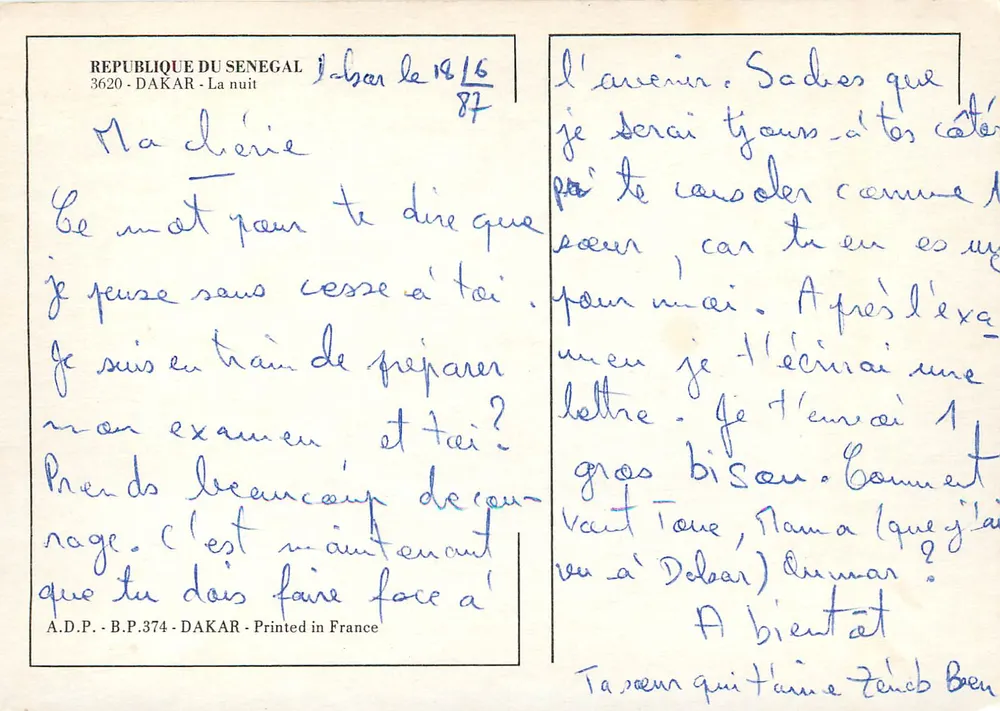Dakar — A noite — A.D.P. - B.P.374 - Impressa na França - Verso