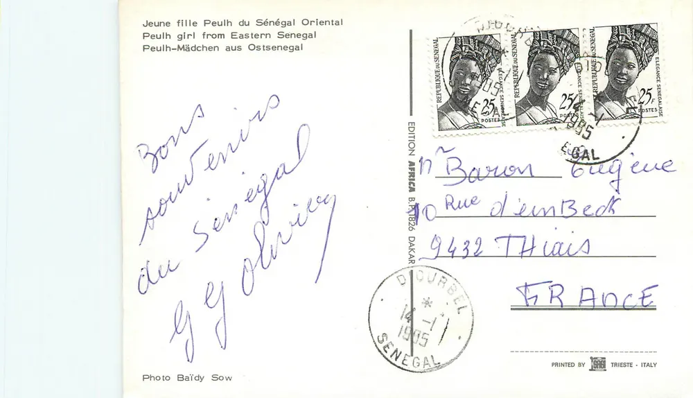 Jeune fille Peulh du Sénégal oriental — Édition Africa B.R. 1926 — Photo Baidy Sow - Verso