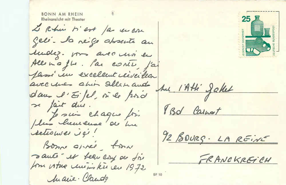 Bonn am Rhein — Ansicht des Theaters — Verlag BF 10 - Rückseite