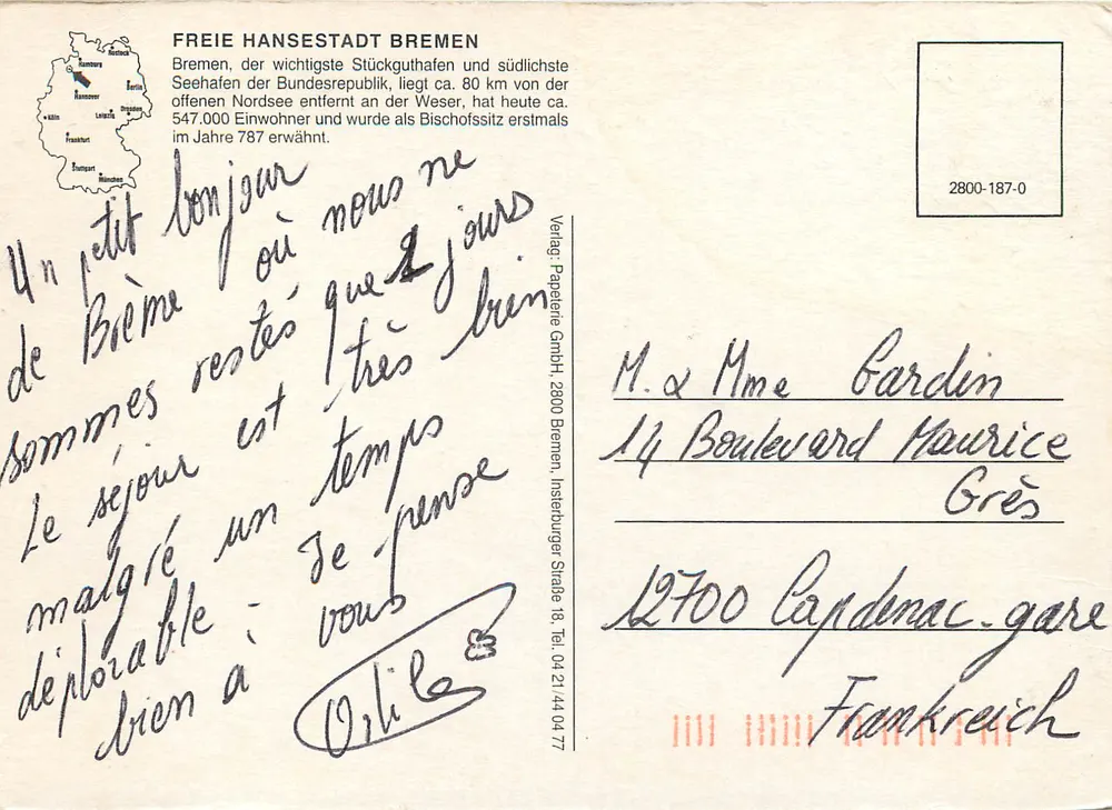 Bremen — Hauptmotiv — Verlag Papelerie GmbH, Seriennummer 2800-187-0 - Rückseite
