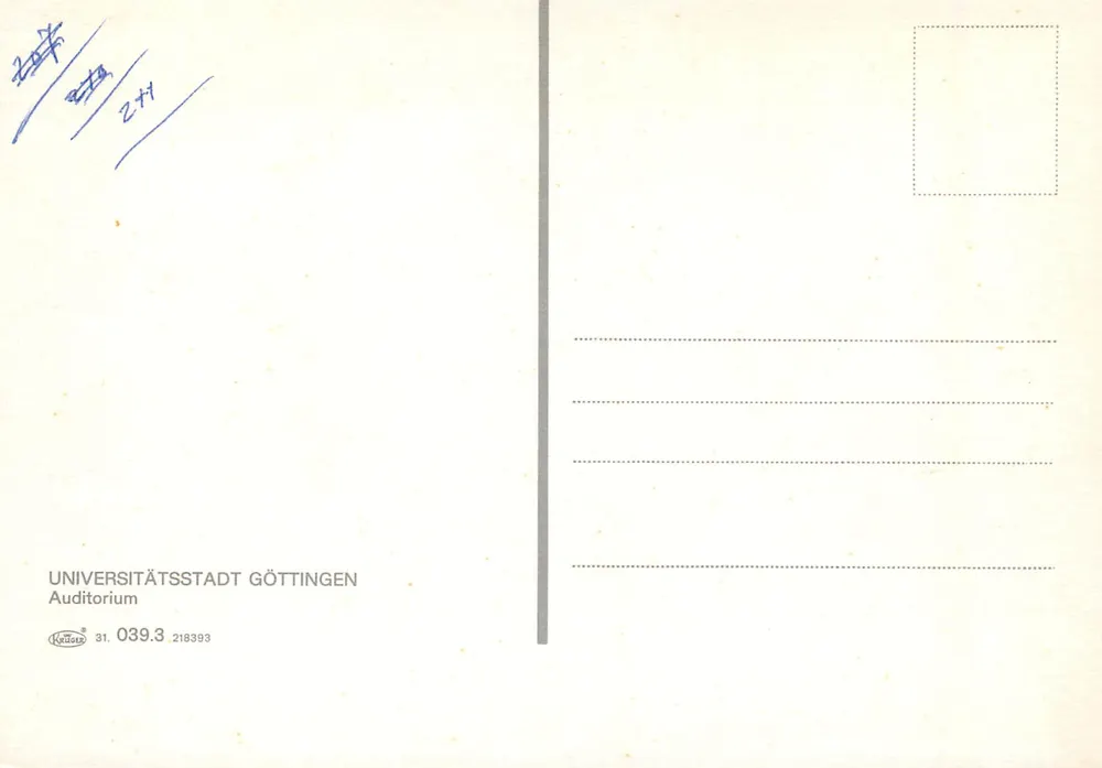 Auditório — Cidade Universitária de Göttingen — editor Kudate, n° 218393 - Verso