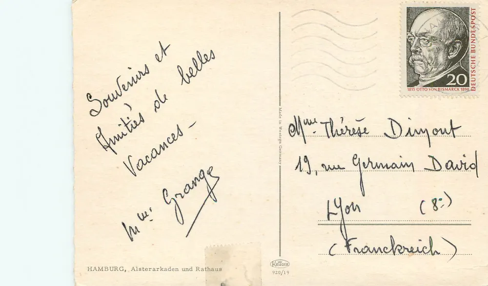 Hambourg — vue des Alsterarkaden et du Rathaus — éditeur Käufers, n° 920/19 - Verso