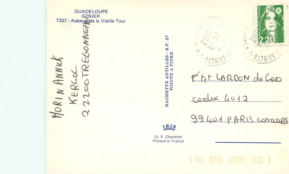 Auberge de la Vieille Tour — Guadeloupe, Gosier — Hachette Antilles - Rückseite