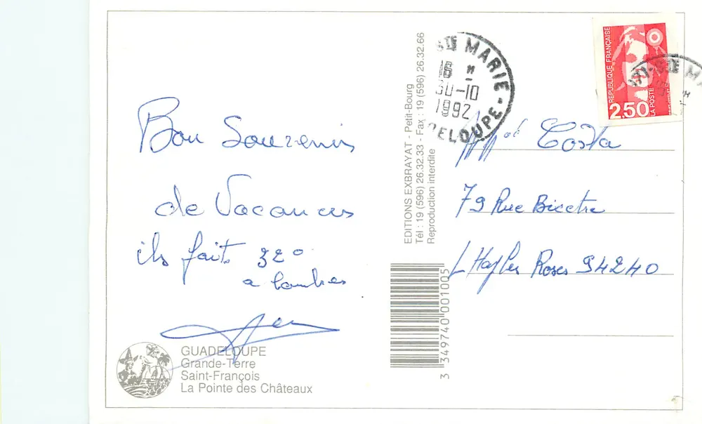 Guadalupe, Saint-François, Punta de los Castillos — Ediciones Exbrayat - Reverso