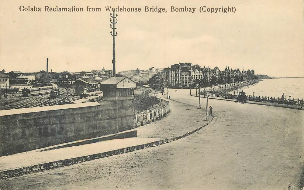 Reclamação de Colaba vista do Ponte Wodehouse, Bombaim — vista da reclamação desde o ponte Wodehouse — editor desconhecido, n° 58 - Frente