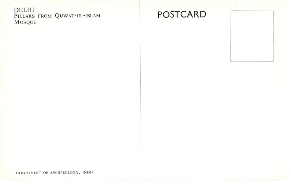 Pilares da Mesquita Quwat-ul-Islam — Delhi — Department of Archaeology, India - Verso