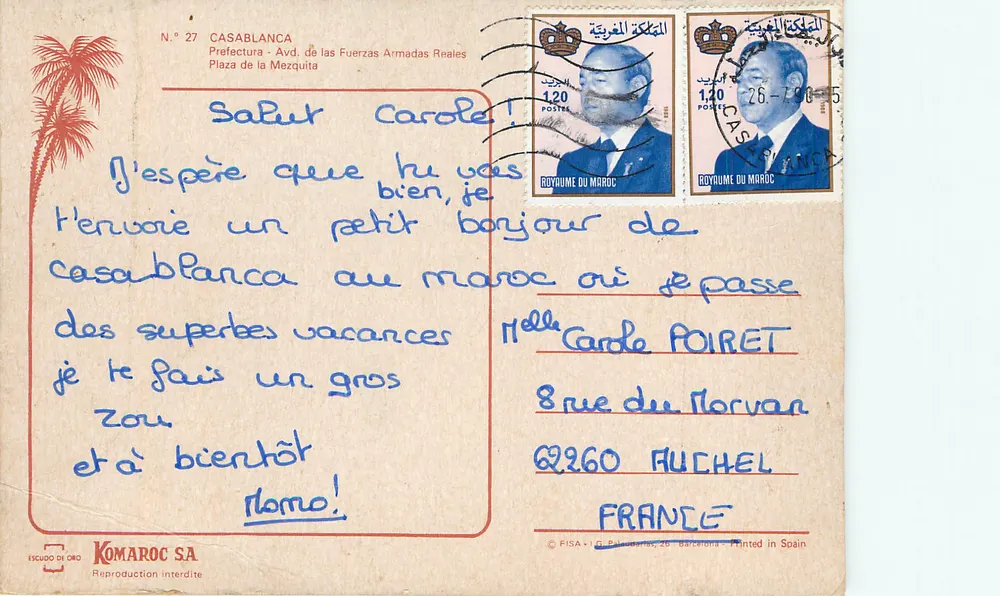 Casablanca — Carta postal turística com mapa e fotos — Komaroc SA - Verso