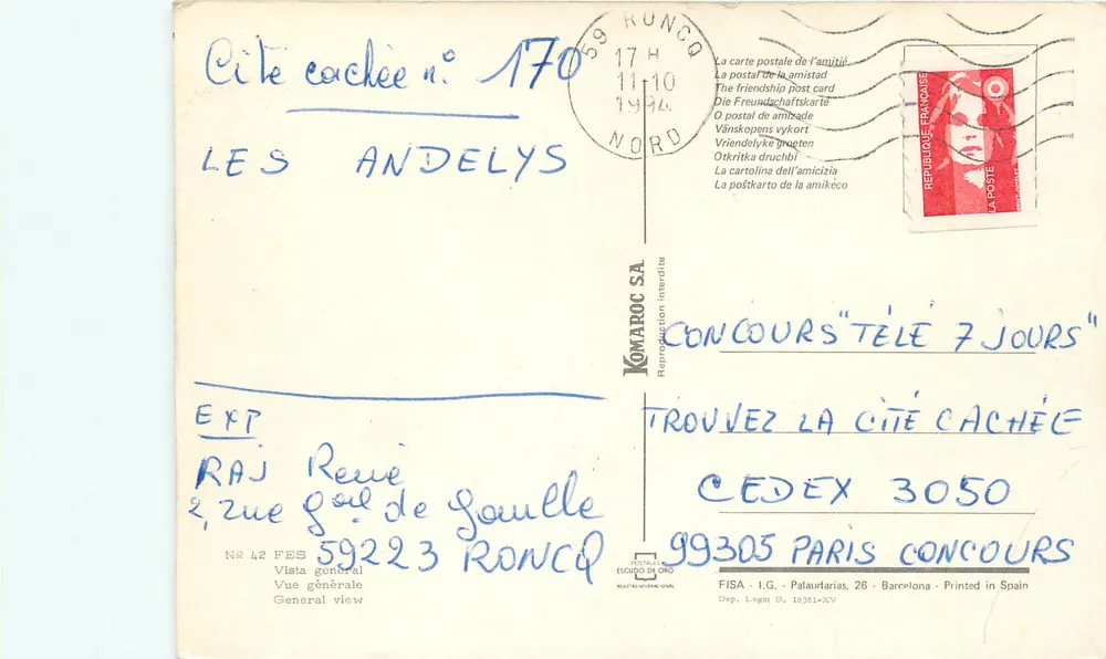 Fès — Vista geral — Komaroc SA n° 170 - Verso
