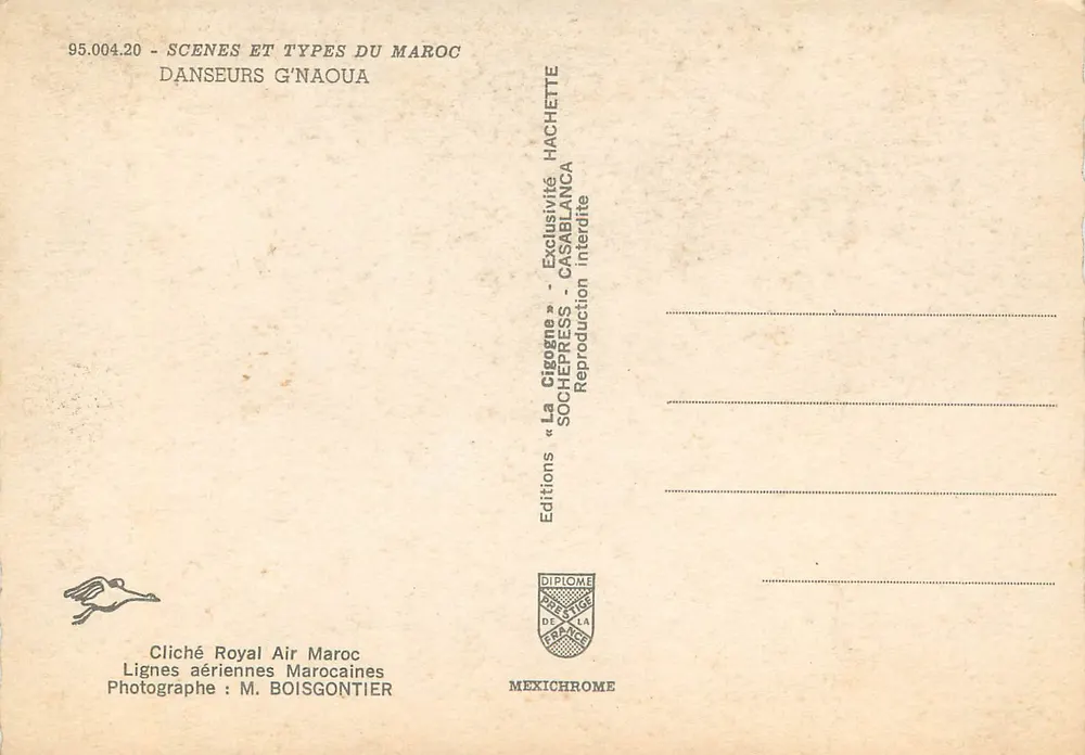 Dançarinos Gnaoua — Casablanca — Edições SOCHEPRES - Verso