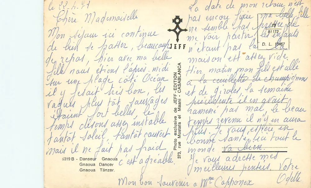 Dançarinos Gnaoua — Casablanca — Edição Jeff - Verso
