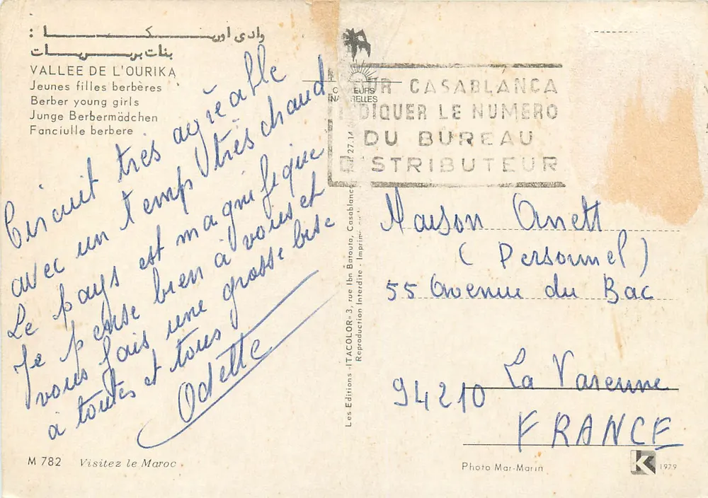 Vale do Ouïrika — Jovens berberes — Foto Mar-Marin, n° M 782 - Verso