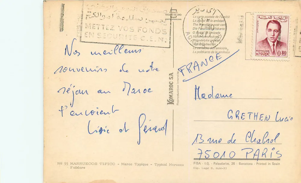 Dançarinos de Marrakech — folclore — FISA - I.G. - Palaudarias, 26 - Impresso na Espanha - Verso