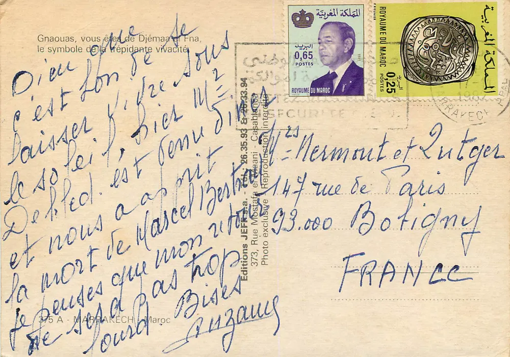 Gnaouas, dançarinos de Djeemaâ Fna — Éditions JEFFRA — n° 375 A - Verso