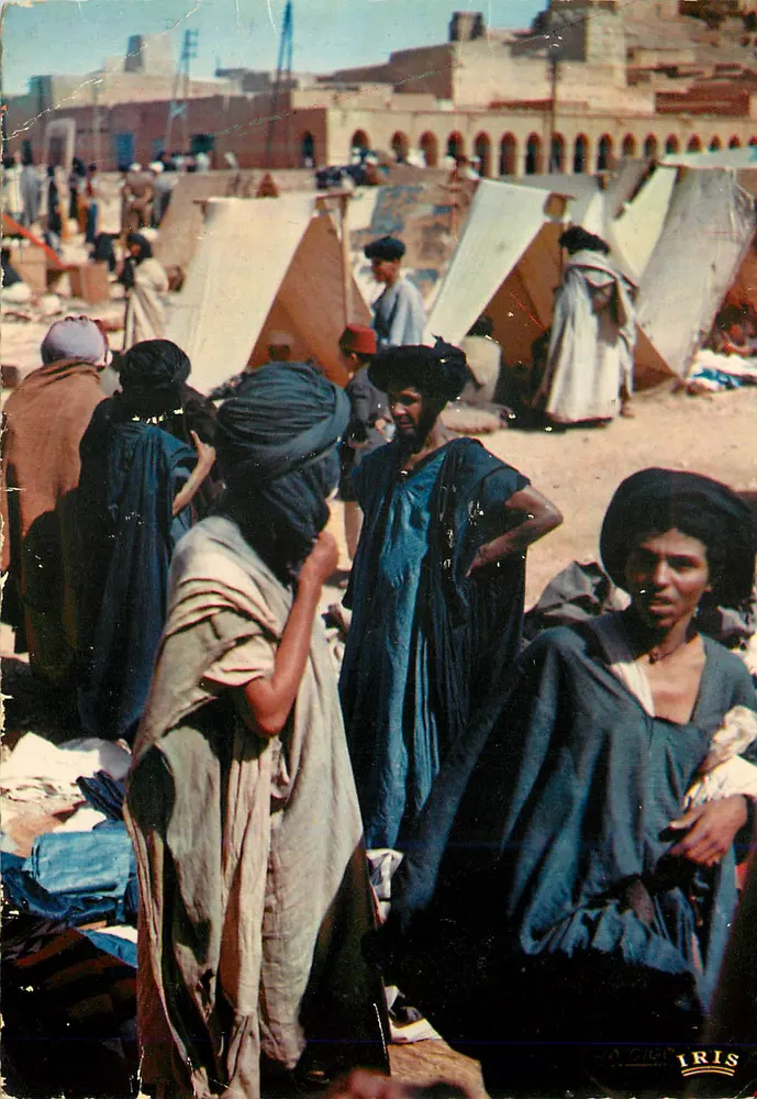 Homens azuis em Goulmima — Cenas e tipos do Marrocos — Edições La Cigogne, n° 95.002.30 - Frente