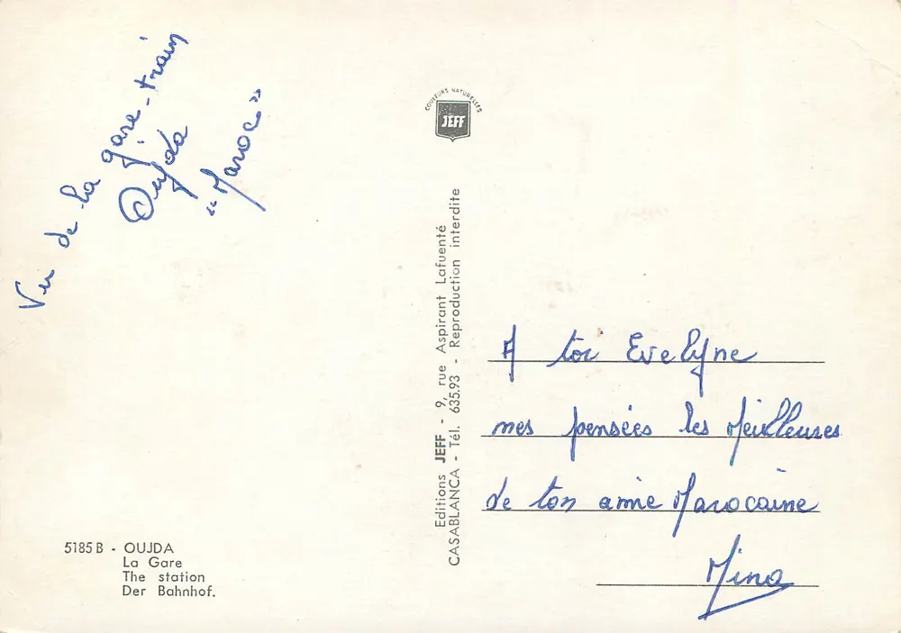 Vista da estação de Oujda — Éditions JEFF — n° 5185 B - Verso