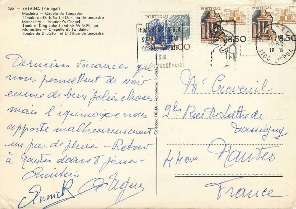 Batalha — Grab von D. João I und D. Filipa de Lencastre — Verlag Dúlia, n° 288 - Rückseite