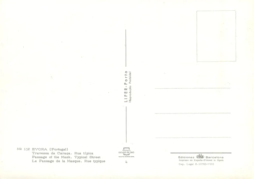 Evora — Passage de la Masque — Éditions VISA, n° 152 - 뒷면