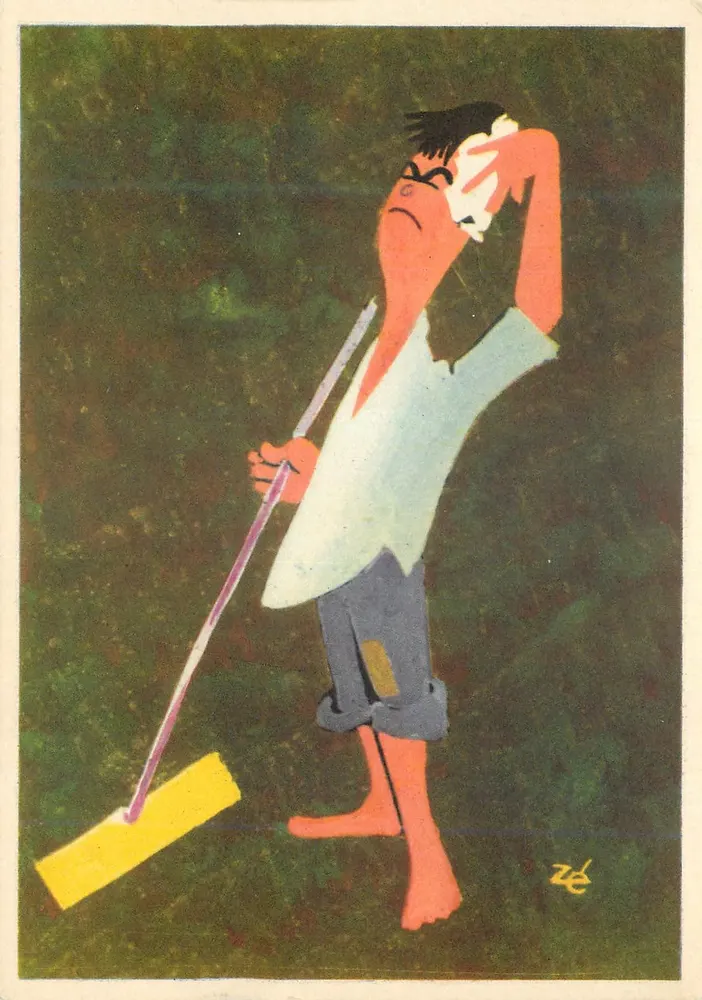 Homem cansado limpando — ilustração — editor Marnoto Salinier - Frente