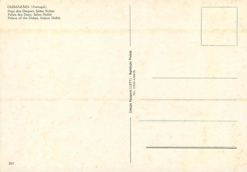 Guimarães (Portugal) — Palácio dos Duques, Salão Nobre — Collection Passaporte (L.O.T.Y.) - Rückseite