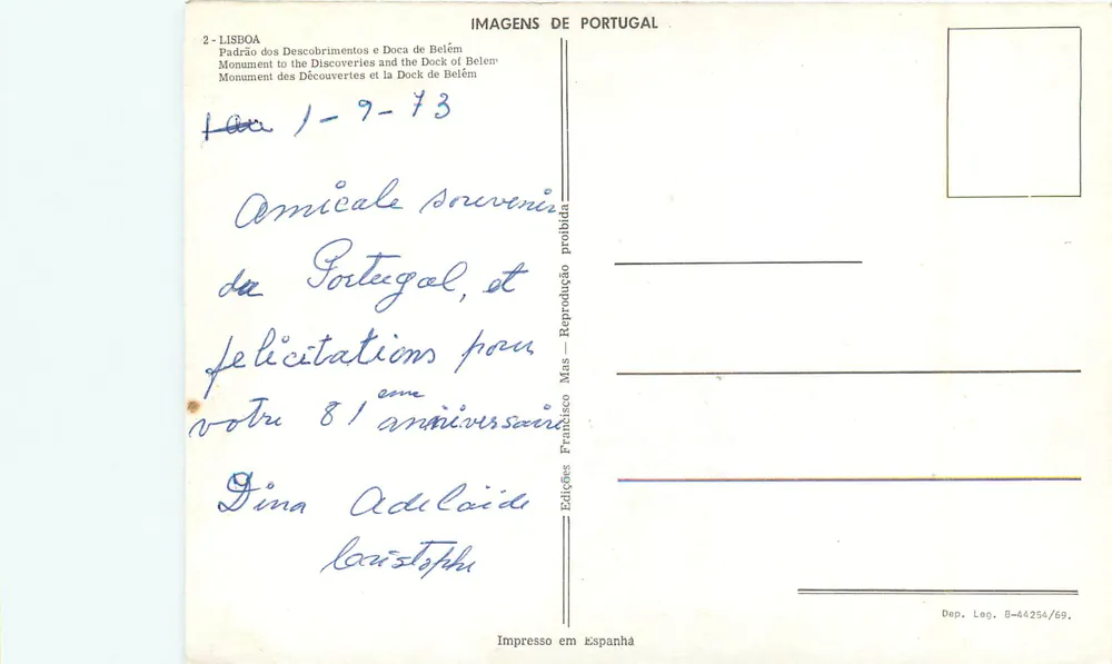 Monument der Entdeckungen und der Hafen von Belém — Lissabon — Éditions Francisco Mas - Rückseite