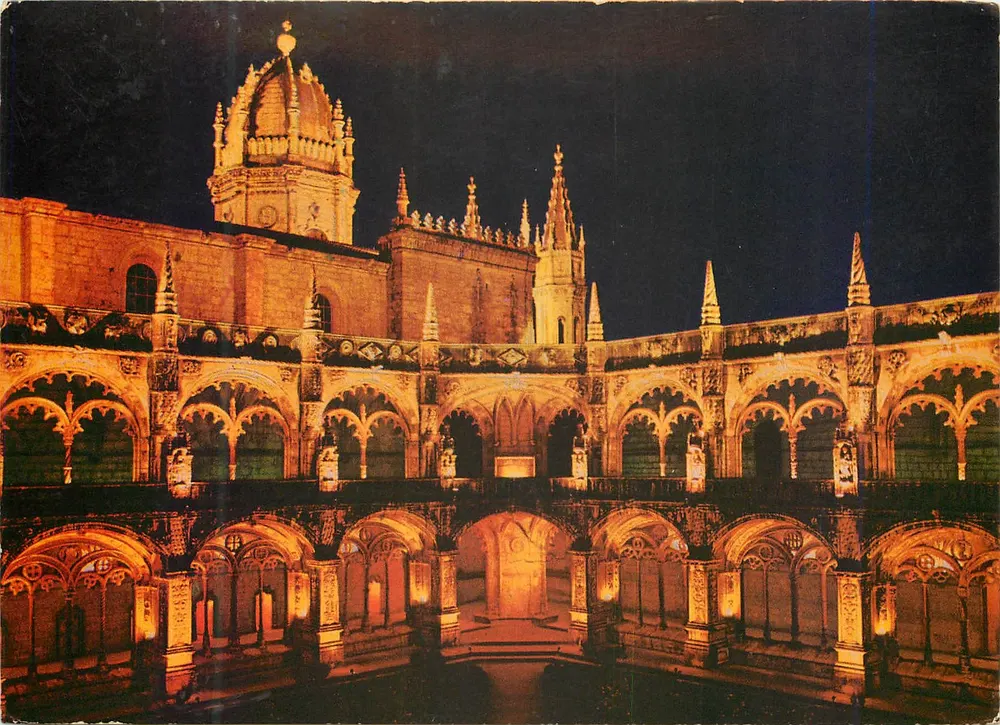 जेरोनिमस के मठ — रात का दृश्य — सेंट्रो डी कार्टों पोस्टल, पुर्तगाल, संख्या 207 - आगे