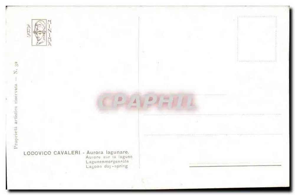 Aurora sobre a lagoa — LODOVICO CAVALERI — editor ARS MINIMA, N° 39 - Verso