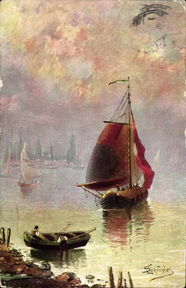 Vista de porto com barcos a vela — Schroyler — editor não visível - Frente