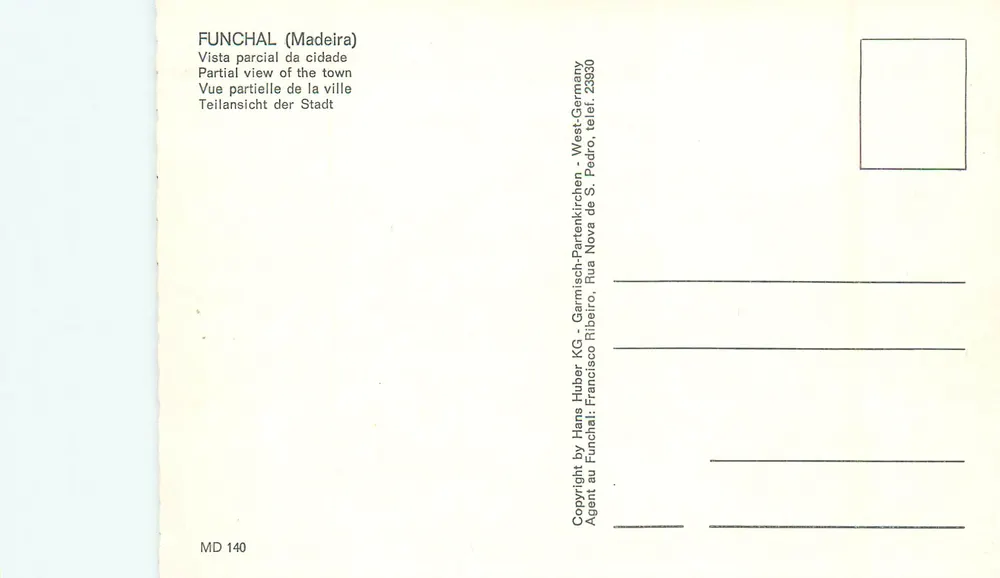 Funchal (Madeira) — Teilansicht der Stadt — Hane Huber KG - Rückseite