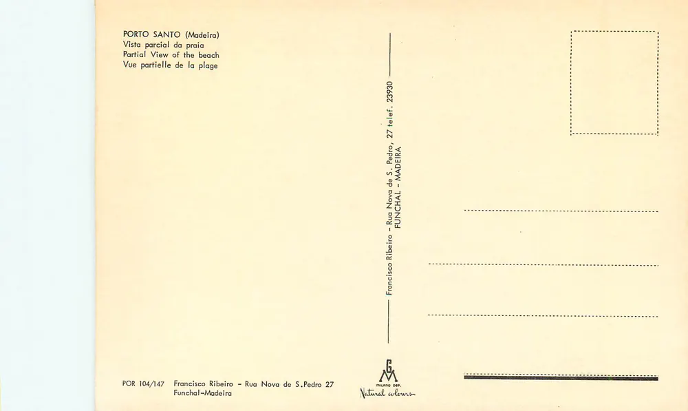 Porto Santo — Vue partielle de la plage — Francisco Ribeiro, Funchal - Verso