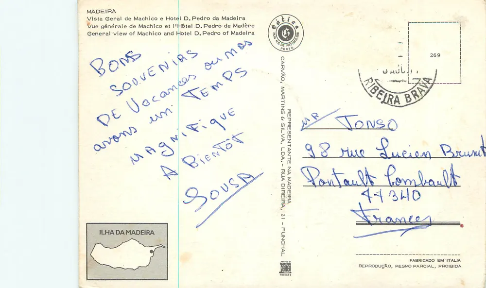 Machico — Allgemeiner Blick mit dem Hotel D. Pedro — Verlag Martins & Silva, Funchal - Rückseite