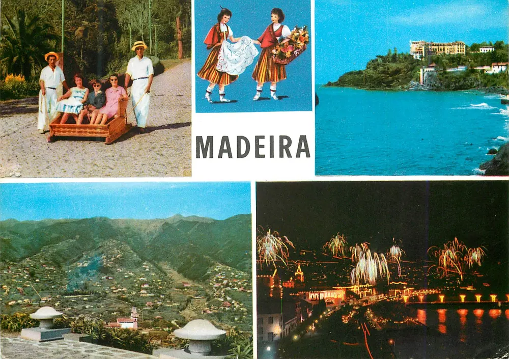 Madeira — vista panorámica, trajes, costas y fuegos artificiales — Natural Atoms, MD 65 - Anverso