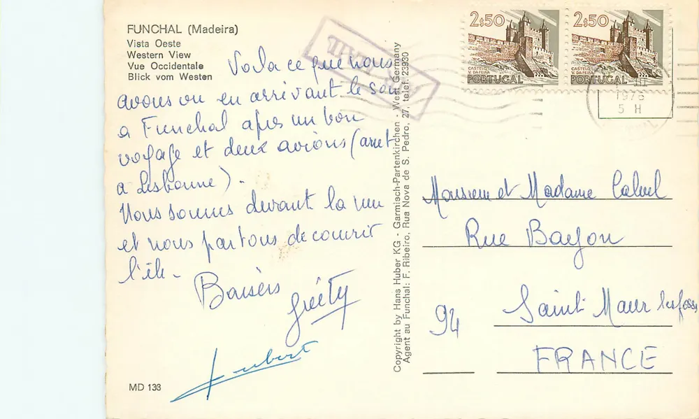 Funchal (Madeira) — Vista Ocidental — Copyright by Hans Huber KG - Verso