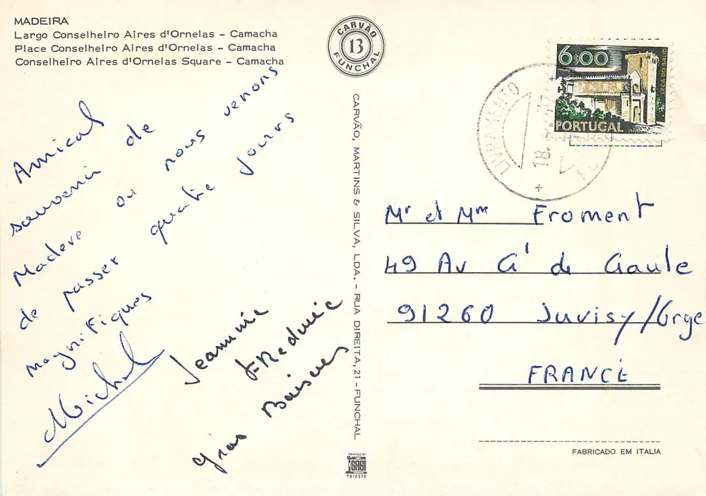 Camacha — Place Conselheiro Aires d'Ornelas — éditeur Martins & Silva, Lda. - Funchal - Verso
