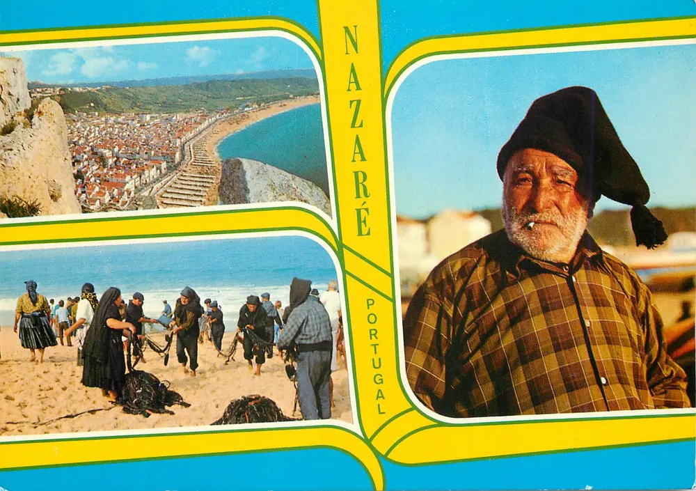 Nazareth — vue panoramique, pêcheurs et vieil homme — éditeur DULIA, n°443 - Recto