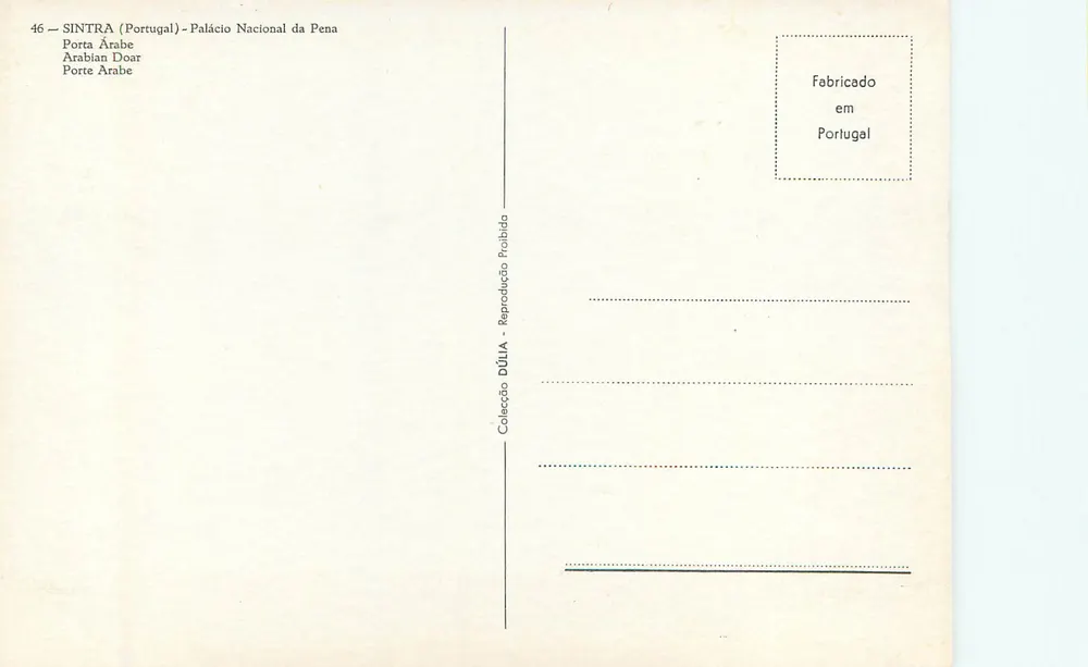 Sintra — Nationalpalast Pena — Verlag DÚLIA, Nr. 46 - Rückseite