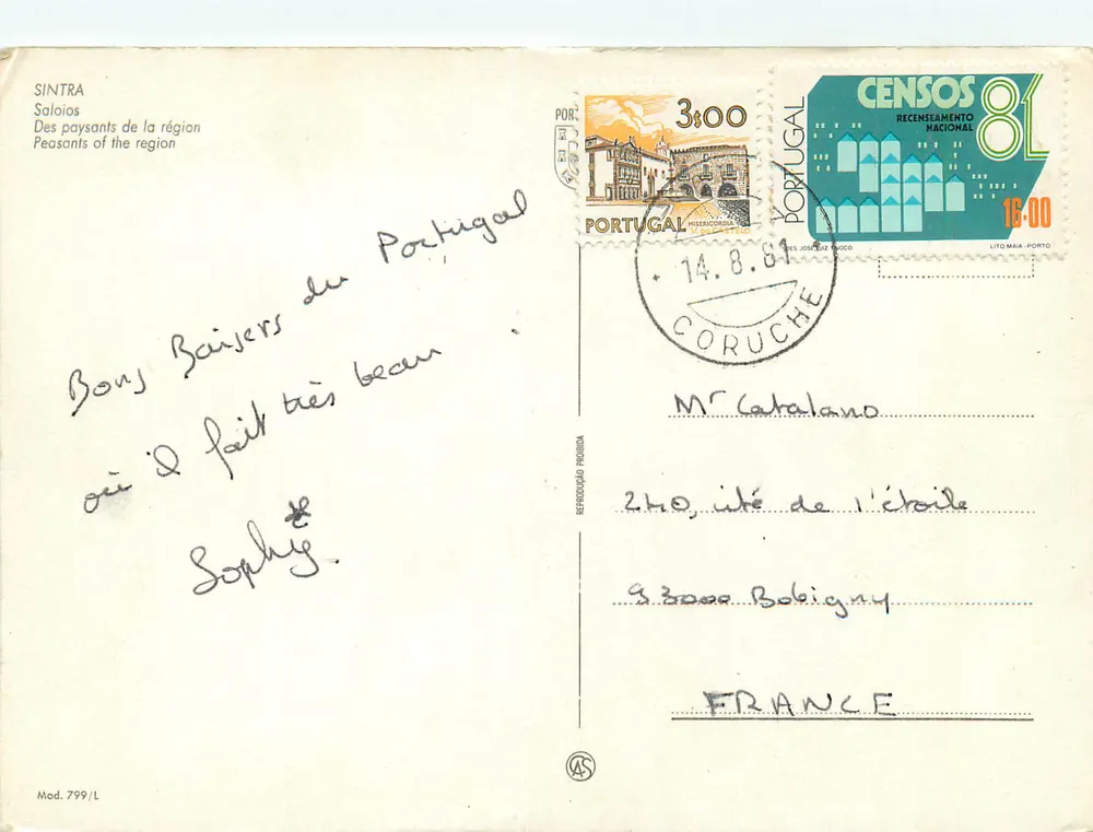 SINTRA — Paysans de la région — Mod. 799/L - Verso