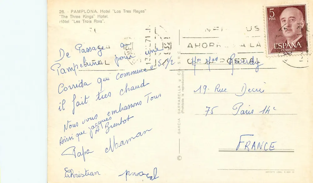 Pamplona - Hotel 'Los Tres Reyes' — Publisher García Garrabella, No. 26 - Back