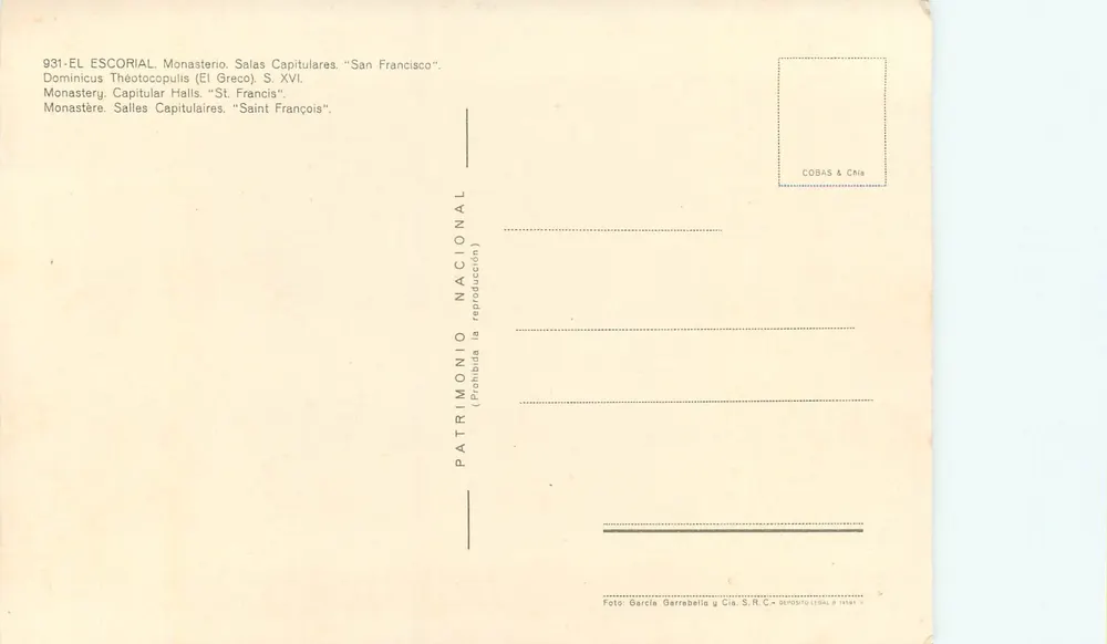 Mosteiro de El Escorial — Salas Capitulares "São Francisco" — Editor COBAS & Cia - Verso