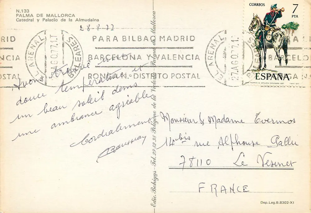 Palma de Mallorca — Cathédrale et Palacio de la Almudaina — Éd. Bohigas N.133 - Verso