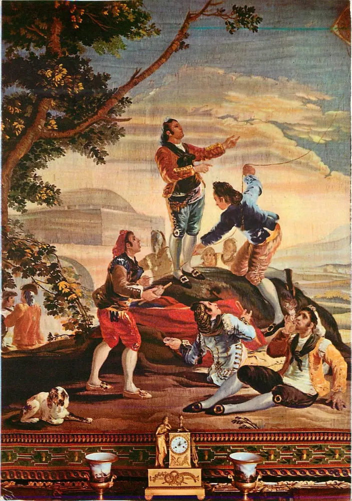 Palast von El Escorial — Wandteppich "El juego de la cometa" — Francisco de Goya, 18. Jahrhundert - Vorderseite